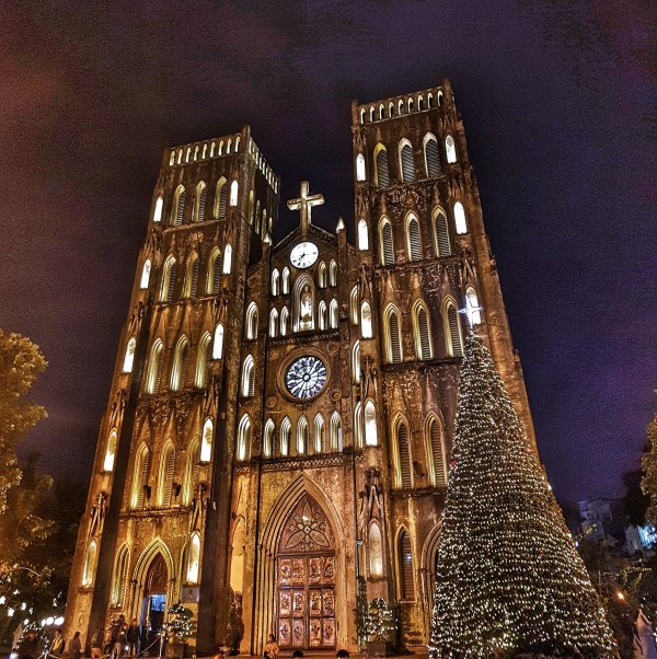 Roman Catholic Archdiocese of Hanoi with Christmas Tree