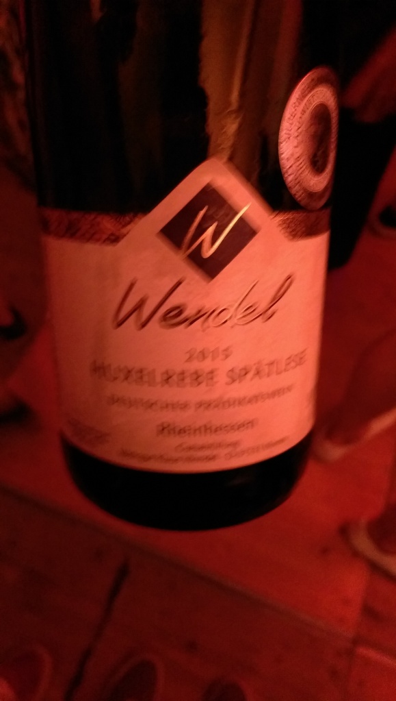 Blurry photo of a German bottle of wine